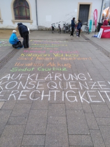 Kreide auf dem Boden.